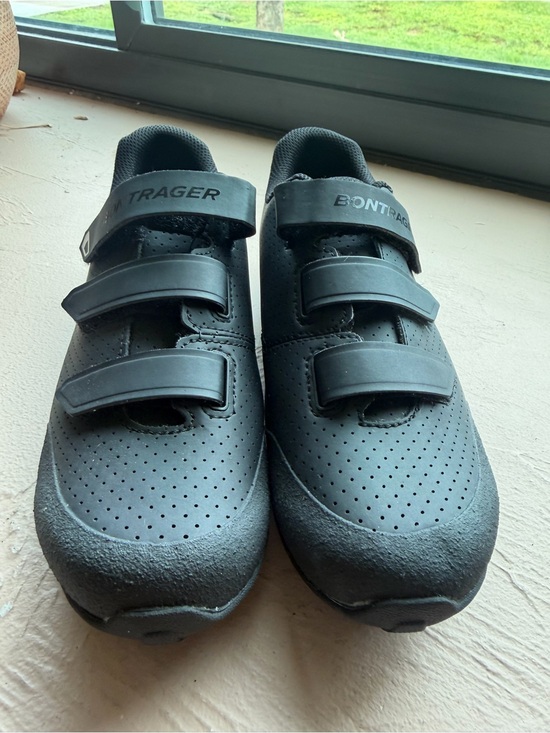 bontrager Shoes - Bontrager Black Quantum Mountain Bike Shoes three-strap hook loop Closure SZ 6